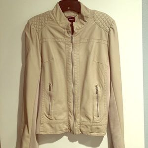 Faux Leather Cream Jacket / SIZE L / EXPRESS